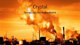  Presentation with pollution air - Beautiful presentation design featuring factory smokestack chimney piping smoke backdrop and a gold colored foreground