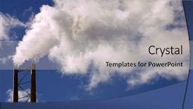  Presentation with carbon footprint - Audience pleasing slide set consisting of factory smokestack emitting carbon footprint backdrop and a light gray colored foreground