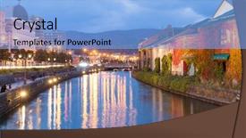  Presentation with hokkaido - Cool new presentation theme with factory tour - otaru canal in hokkaido city backdrop and a light blue colored foreground