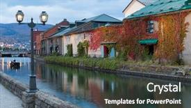  Presentation with hokkaido - Audience pleasing presentation theme consisting of factory tour - otaru canal in hokkaido backdrop and a dark gray colored foreground