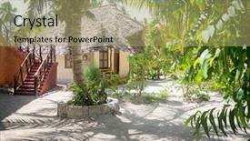  Presentation with resort - Cool new slides with factory tour - tropical traditional resort backdrop and a mint green colored foreground