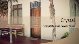  Presentation with resort - Theme enhanced with factory tour - tropical traditional resort background and a soft green colored foreground