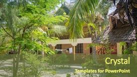  Presentation with resort - PPT layouts with factory tour - tropical traditional resort background and a tawny brown colored foreground