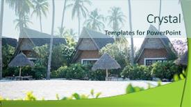  Presentation with resort - Audience pleasing PPT layouts consisting of factory tour - tropical traditional resort backdrop and a sky blue colored foreground