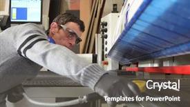  Presentation with labor - Colorful slide deck enhanced with laborer in workshop backdrop and a gray colored foreground