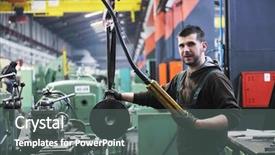  Presentation with computer engineering - Presentation theme having factory worker - engineering people manufacturing industry background and a gray colored foreground