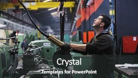  Presentation with computer engineering - Audience pleasing presentation consisting of factory worker - engineering people manufacturing industry backdrop and a dark gray colored foreground