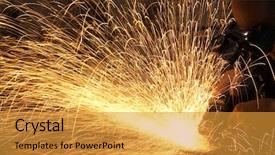  Presentation with hard job - Slides featuring factory-worker-doing-his-hard background and a gold colored foreground