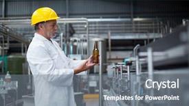  Presentation with factory occupational lung - Cool new presentation theme with factory worker examining a bottle backdrop and a  colored foreground