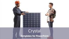  Presentation with solar - Slides consisting of factory-worker-explaining background and a gray colored foreground