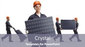  Presentation with solar - Presentation with factory-worker-holding-a-solar background and a gray colored foreground