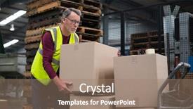  Presentation with loading - Theme having factory worker loading cardboard boxes background and a  colored foreground