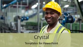  Presentation with machinery - PPT theme featuring factory worker using a digital background and a  colored foreground