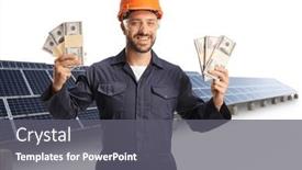  Presentation with solar - Theme featuring factory-worker-wearing-a-protective background and a gray colored foreground
