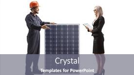  Presentation with solar - PPT theme with factory-worker-with-a-solar background and a gray colored foreground