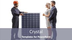  Presentation with solar - Theme having factory-worker-with-a-solar background and a gray colored foreground