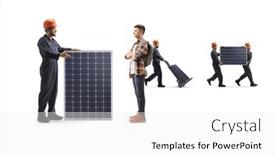  Presentation with solar - PPT theme having factory-worker-with-a-solar background and a white colored foreground