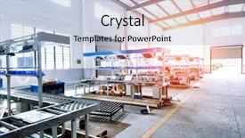  Presentation with machines - Amazing presentation having factory workshop interior and machines backdrop and a light blue colored foreground