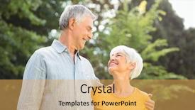  Presentation with senior couple - Beautiful presentation theme featuring facts life - portrait of happy senior couple backdrop and a  colored foreground