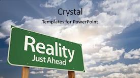  Presentation with green life - Amazing slide deck having facts life - reality green road sign backdrop and a light blue colored foreground