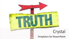  Presentation with truth - Colorful presentation enhanced with facts life - truth sign isolated on white backdrop and a white colored foreground