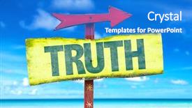  Presentation with truth - Cool new presentation design with facts life - truth sign with beach background backdrop and a cobalt blue colored foreground