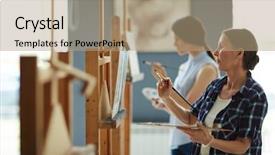  Presentation with aged study - Amazing presentation theme having faculty humanities - aged female looking at what backdrop and a coral colored foreground