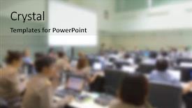  Presentation with abstract business - Colorful slide deck enhanced with faculty meeting - abstract blur business conference backdrop and a  colored foreground