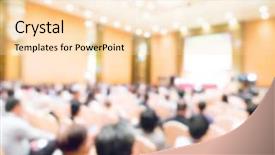  Presentation with business abstract - PPT theme having faculty meeting - abstract blur business conference background and a lemonade colored foreground