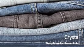  Presentation with jeans denim - Colorful theme enhanced with clothes wear and fashion concept backdrop and a ocean colored foreground