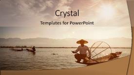  Presentation with travel - Slides featuring boat faded - myanmar travel attraction landmark background and a soft green colored foreground