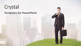  Presentation with tall buildings - Presentation theme having faded city landscape tall background and a white colored foreground