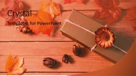  Presentation with gift - PPT theme with fads - gift on wood table background and a  colored foreground