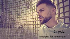  Presentation with beard - Colorful slide set enhanced with fads - young beard man relaxed backdrop and a coral colored foreground