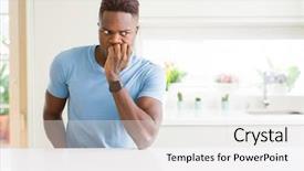  Presentation with anxiety - Colorful slide set enhanced with faiblesses - handsome african american man wearing backdrop and a white colored foreground