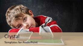  Presentation with student - Amazing slide set having fail - bored student laying his head backdrop and a coral colored foreground