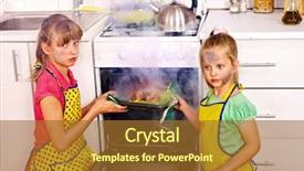  Presentation with cooking - PPT theme consisting of fail - children with burned chicken cooking background and a tawny brown colored foreground