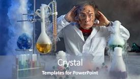  Presentation with scientist - Slides consisting of fail - frightened scientist front of experiment background and a gray colored foreground