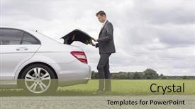  Presentation with healthy workplace full length side view - Slides consisting of failure mode - full length side view background and a coral colored foreground