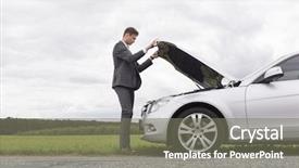  Presentation with car - PPT theme with failure mode - full length side view background and a gray colored foreground