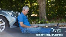  Presentation with road - Cool new PPT theme with failure mode - senior man sitting by car backdrop and a  colored foreground