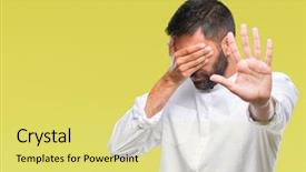  Presentation with negative - PPT theme consisting of failure success - adult hispanic man over isolated background and a yellow colored foreground