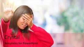  Presentation with woman sad - PPT theme consisting of failure success - young asian woman wearing winter background and a red colored foreground