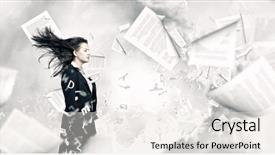  Presentation with closed - Presentation having failure success - young businesswoman with closed eyes background and a sky blue colored foreground