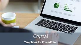  Presentation with financial report - Presentation theme enhanced with fainacial data - businessman checking financial report background and a ocean colored foreground