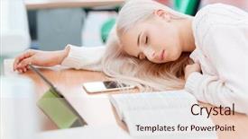  Presentation with faint - Presentation theme consisting of faint - blonde beautiful girl is exhausted background and a lemonade colored foreground