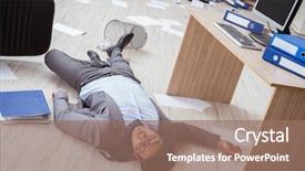 Presentation with faint - Amazing PPT theme having faint - businessman dead on the office backdrop and a coral colored foreground
