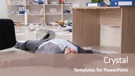  Presentation with faint - PPT layouts with faint - businessman dead on the office background and a coral colored foreground