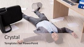  Presentation with faint - Slide set with faint - businessman dead on the office background and a soft green colored foreground