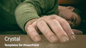  Presentation with faint - Cool new slide deck with faint - man's hand close-up drunk backdrop and a coral colored foreground